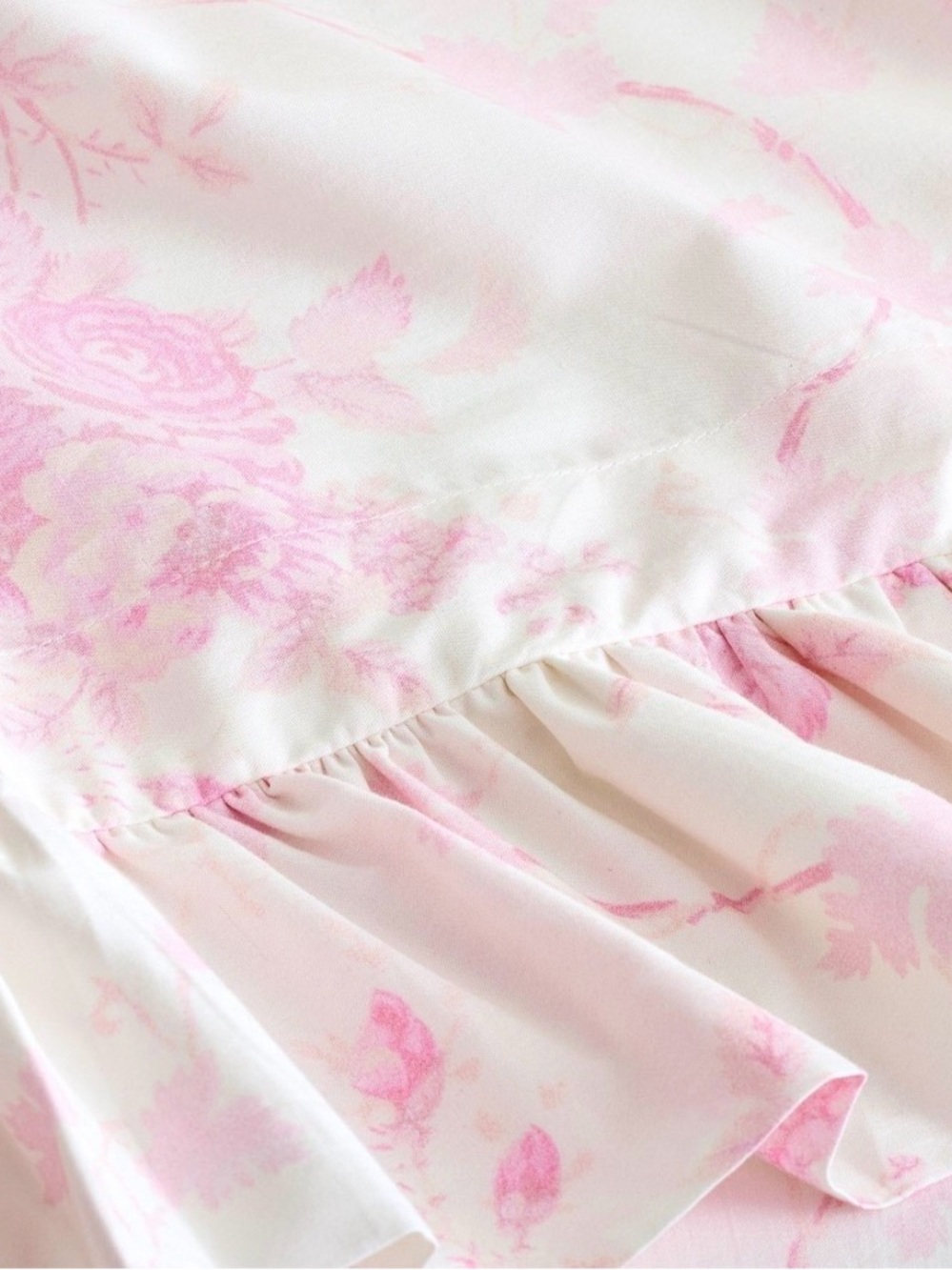 LoveShackFancy (2) Pink and White La Vie en Rose Floral Ruffle KING Pillowcases - Picture 8 of 11